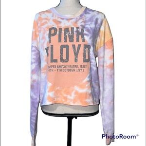 Pink Floyd small women's semi-cropped sweater pullover tie dye longsleeve music